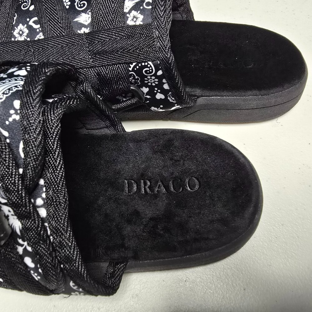 DRACO Slides Mens Shoes Size 12, 12.5, 13, 13.5 Black Sandals Bandana + Bag NEW - Picture 9 of 16
